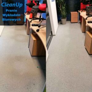 Wykładzina w biurze przed i po czyszczeniu